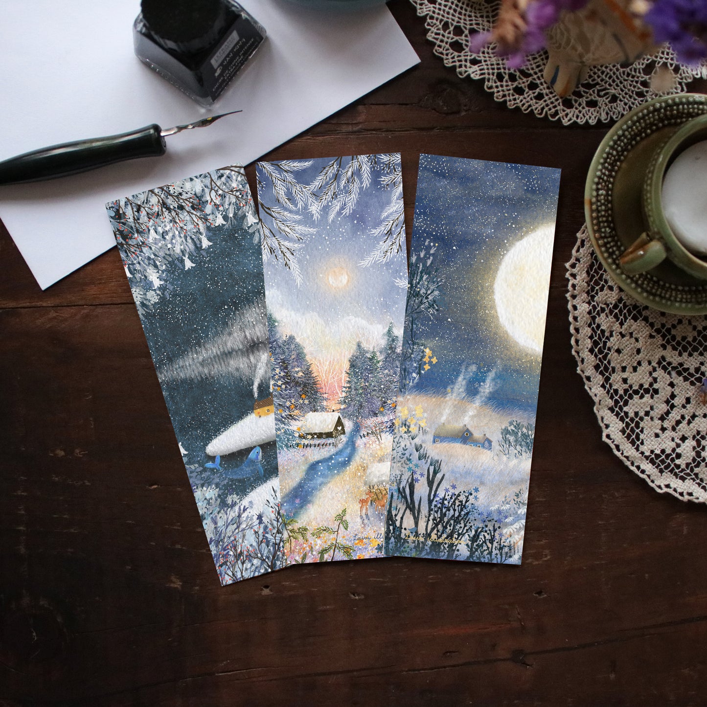 Set of 3 bookmarks "Winter nights"
