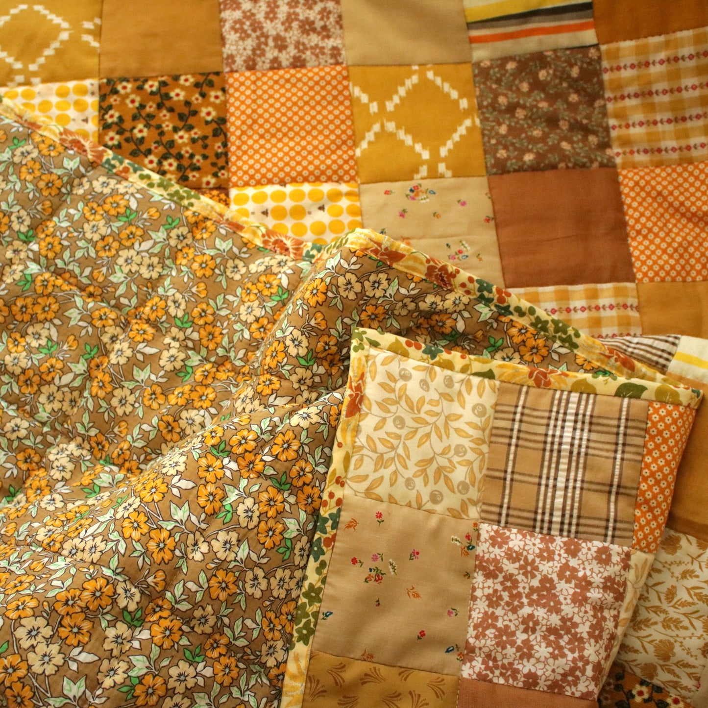 Heirloom Patchwork Blanket with an Embroidery "Helenium"