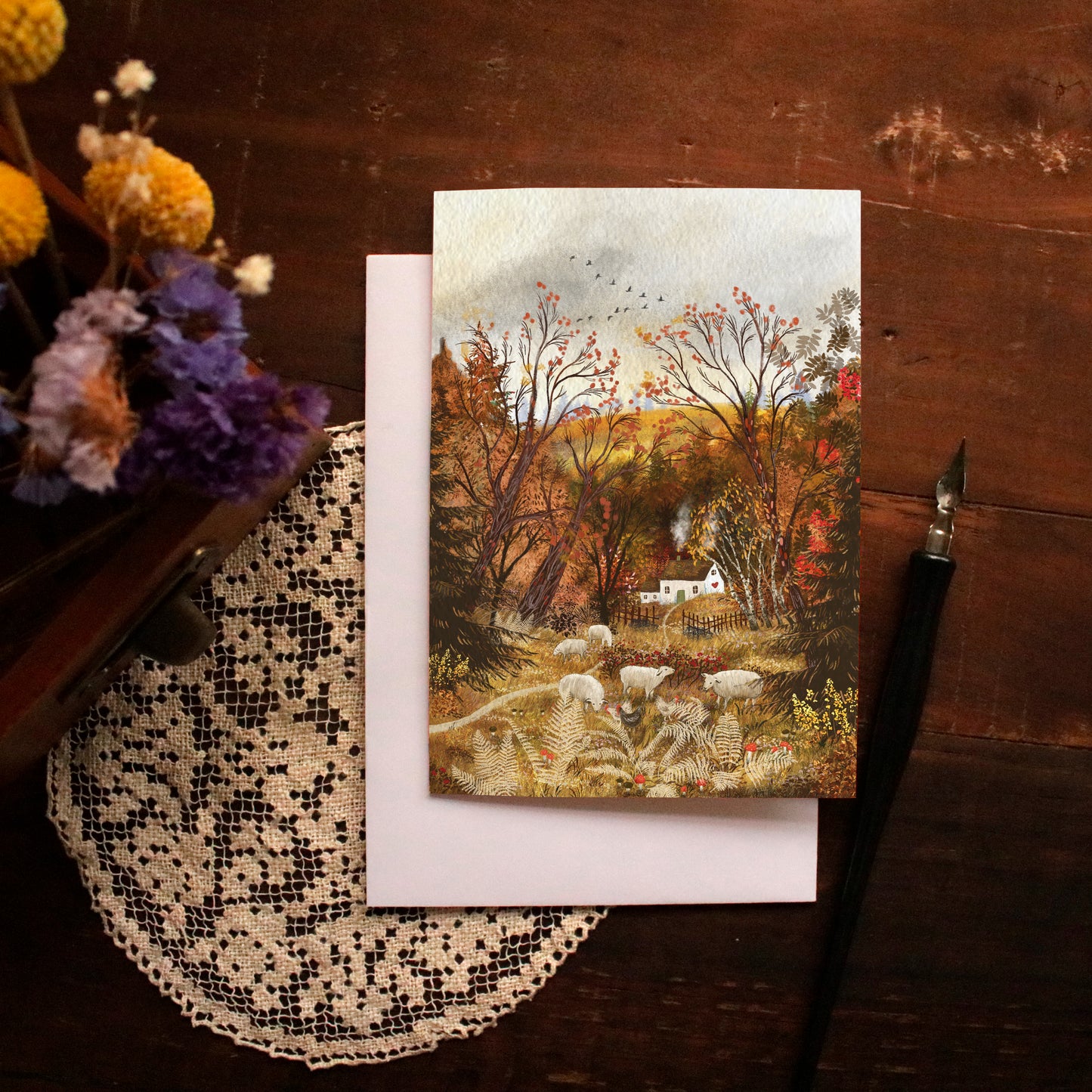 Greeting Cards set of 3 "Geese, Chickens and Sheep"