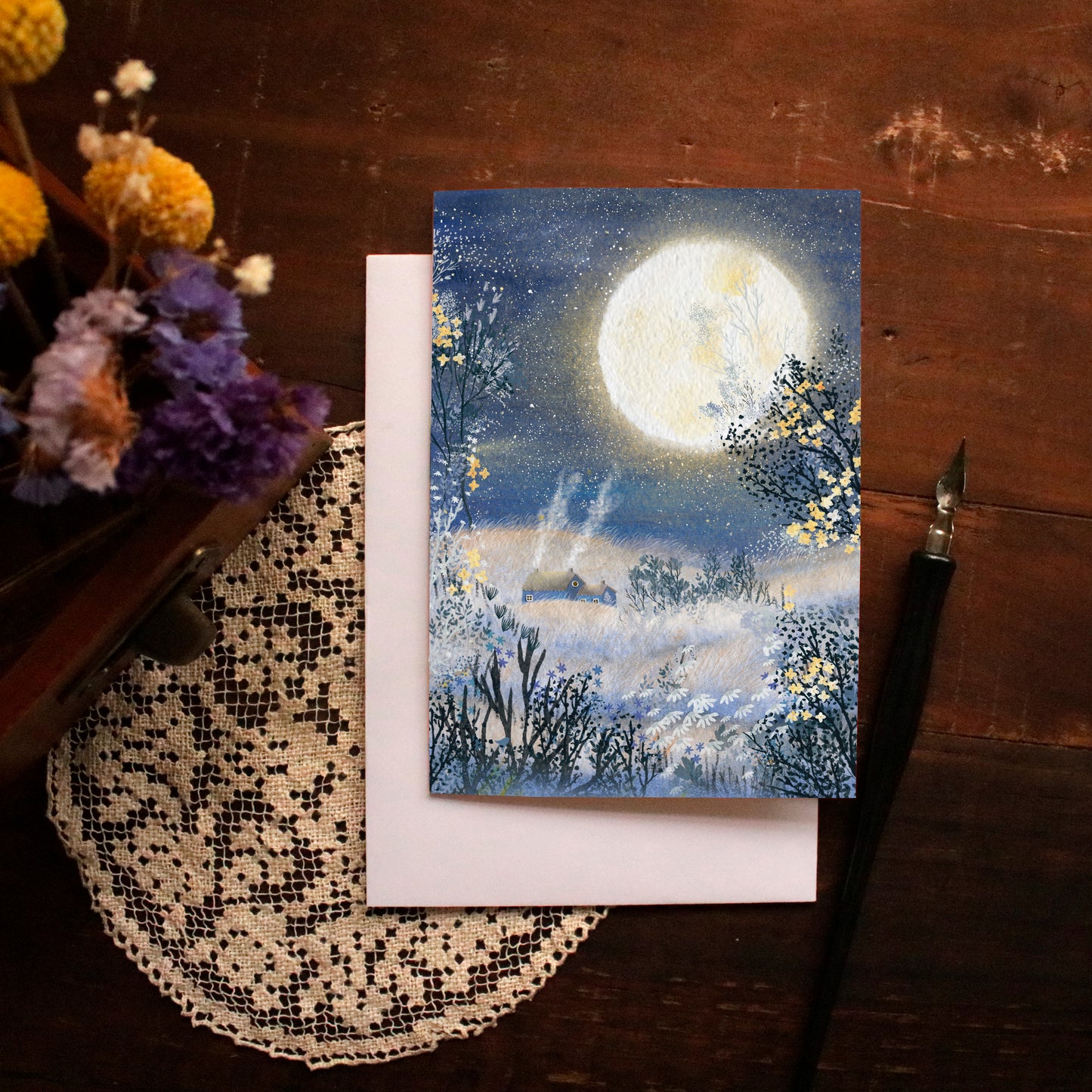 Greeting Card set of 4 "Snowy Winter Nights"