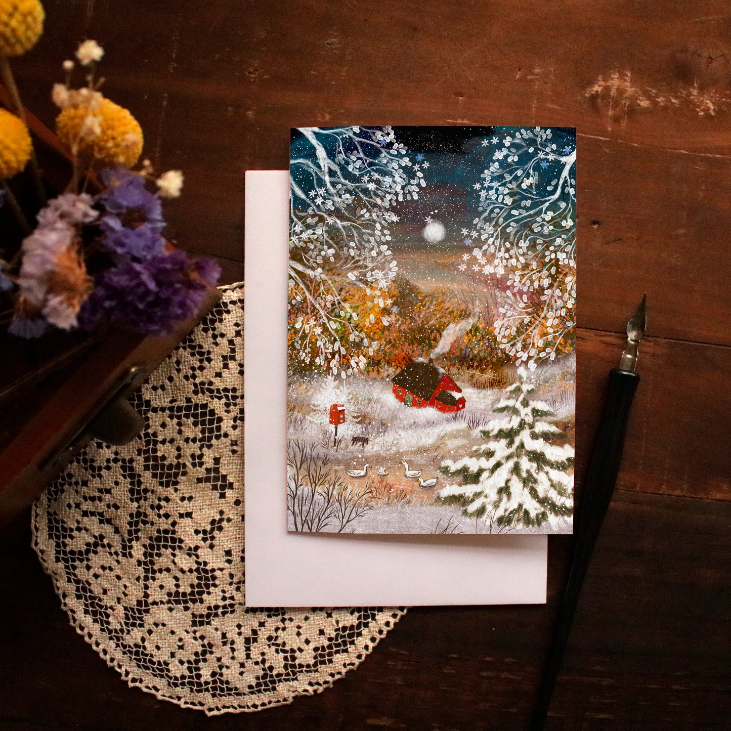 Greeting Card set of 3 "Little red houses"