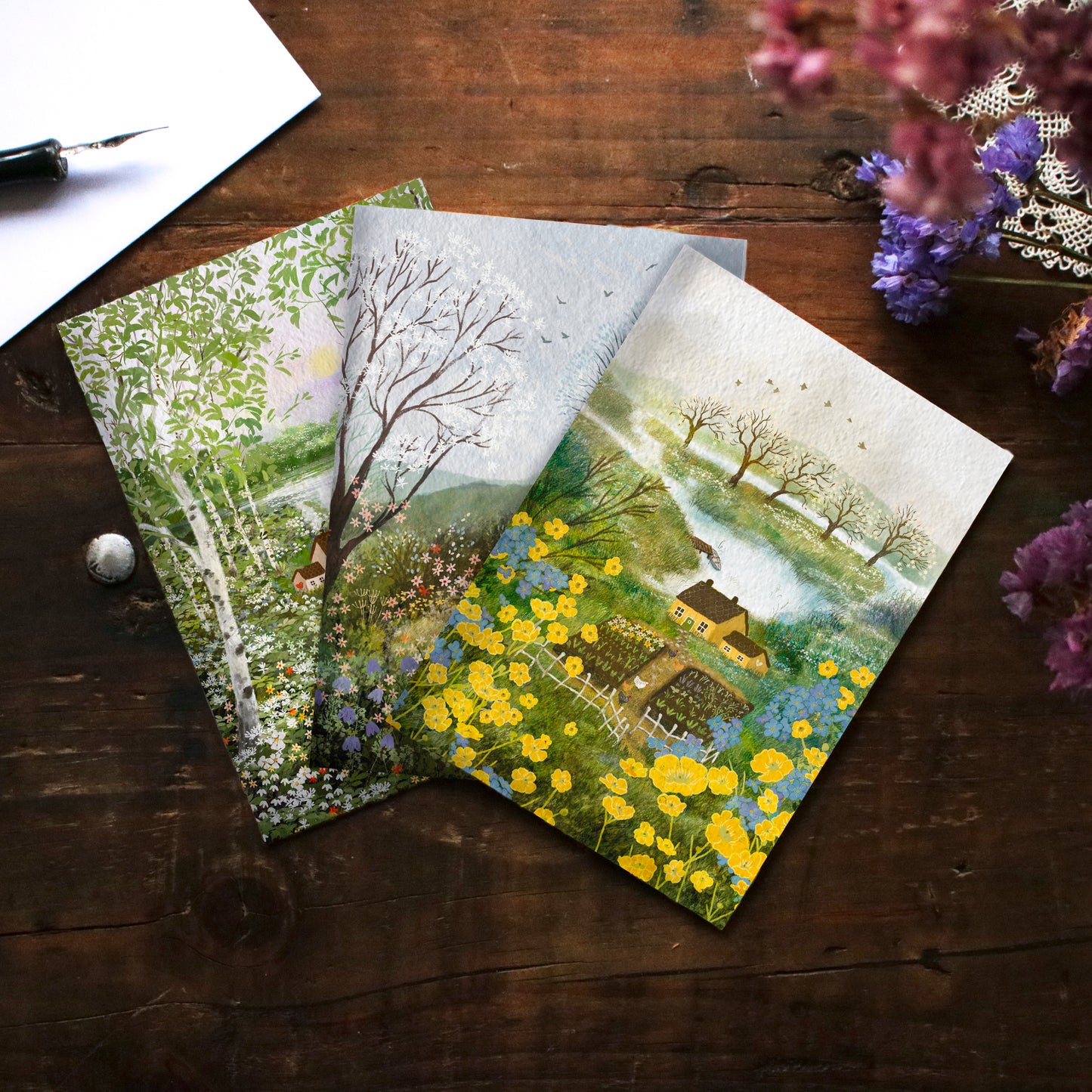 Greeting Cards set of 3 "March, April and May"