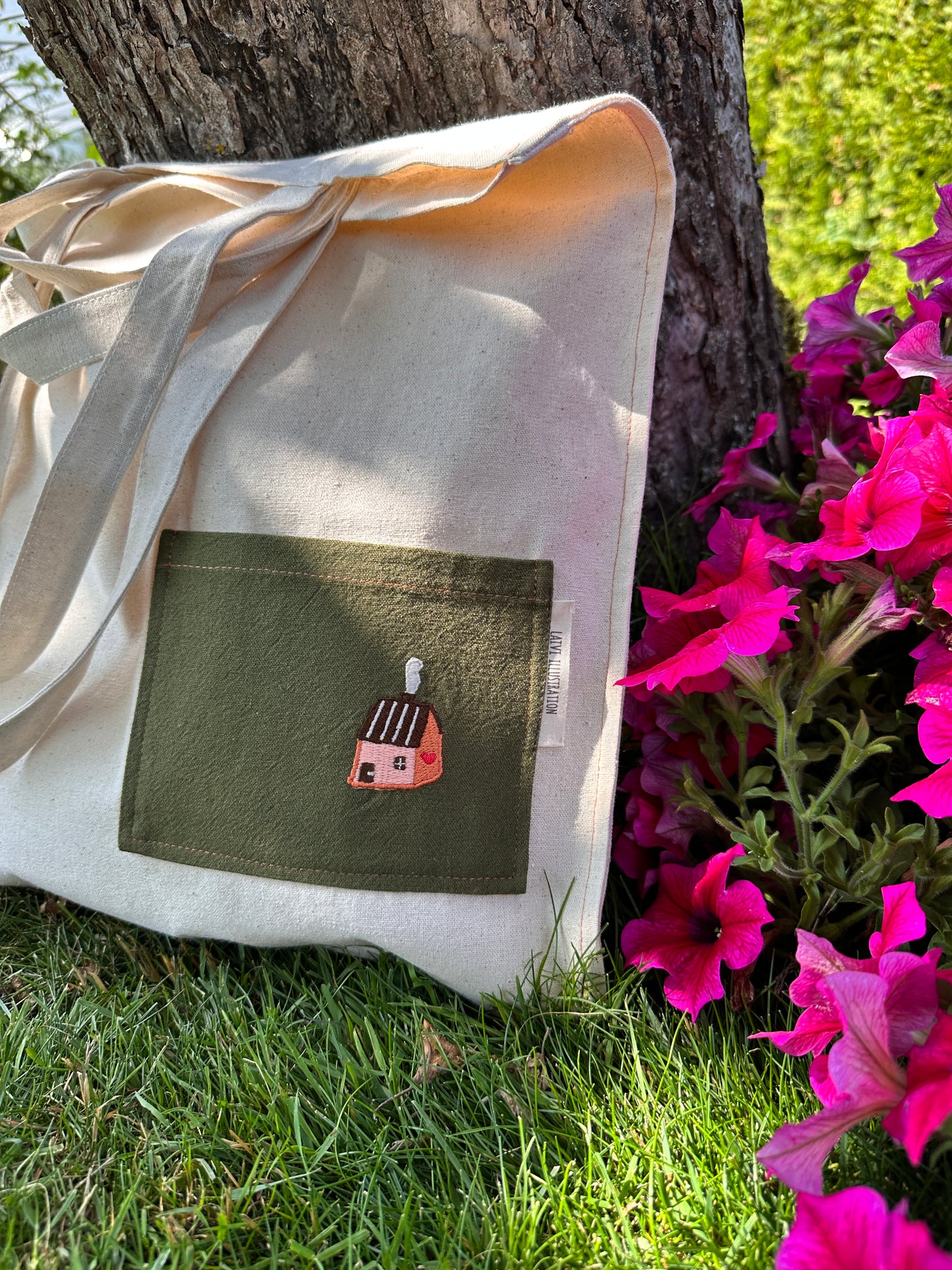 Essential Cotton Tote Bag "Peach House"