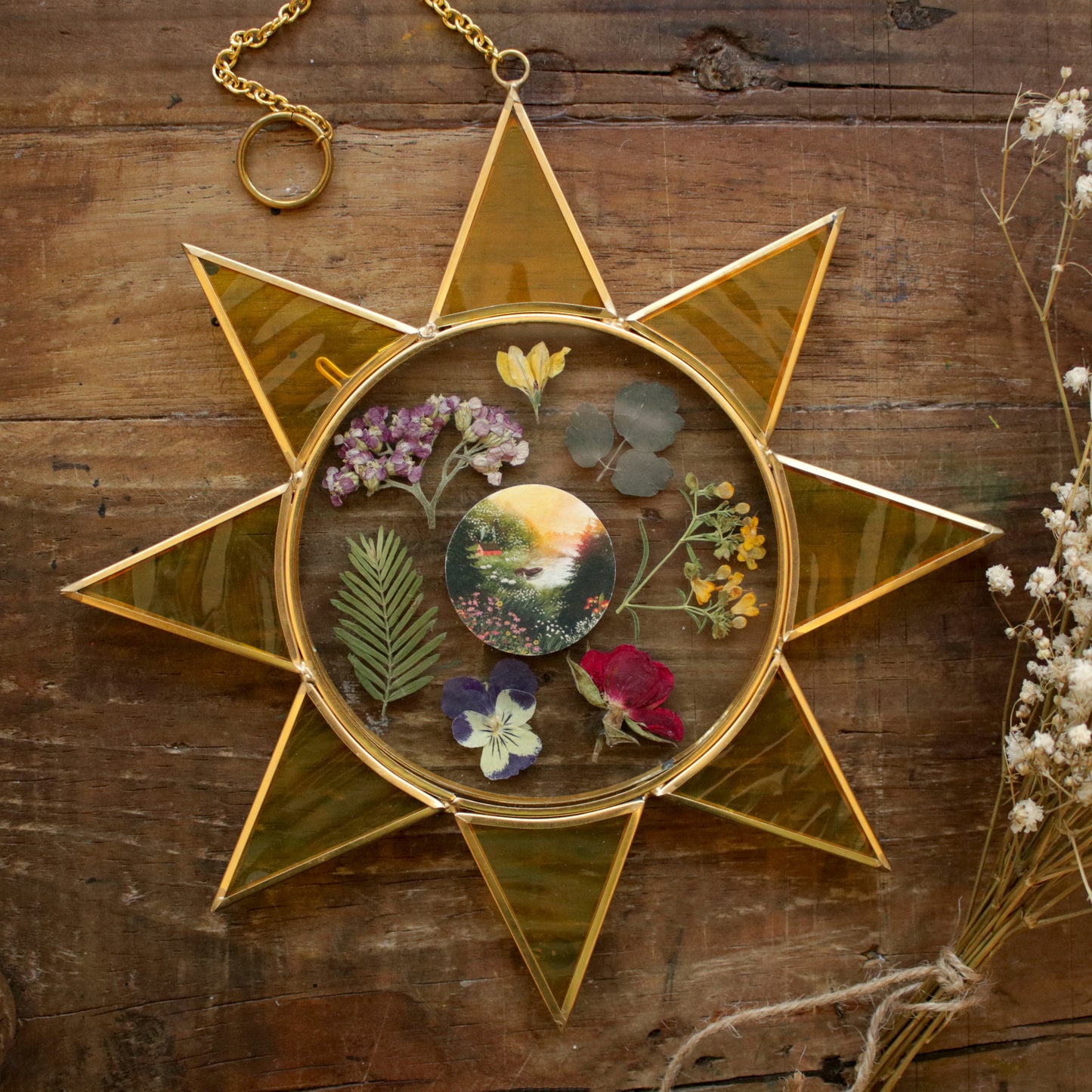 Pressed flower frame with Summer Magic art print