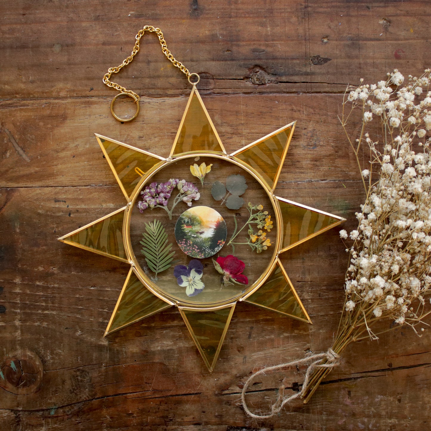 Pressed flower frame with Summer Magic art print