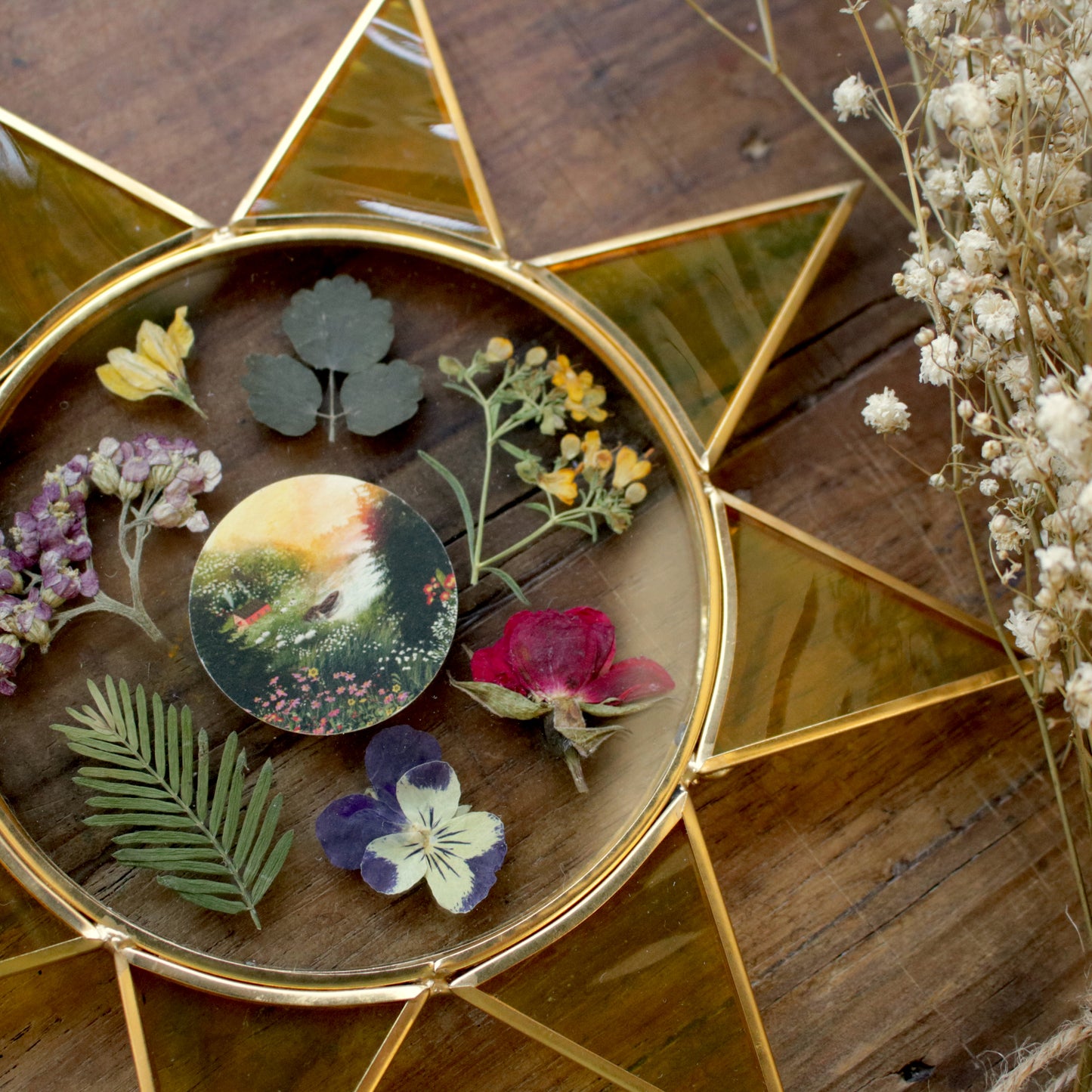 Pressed flower frame with Summer Magic art print