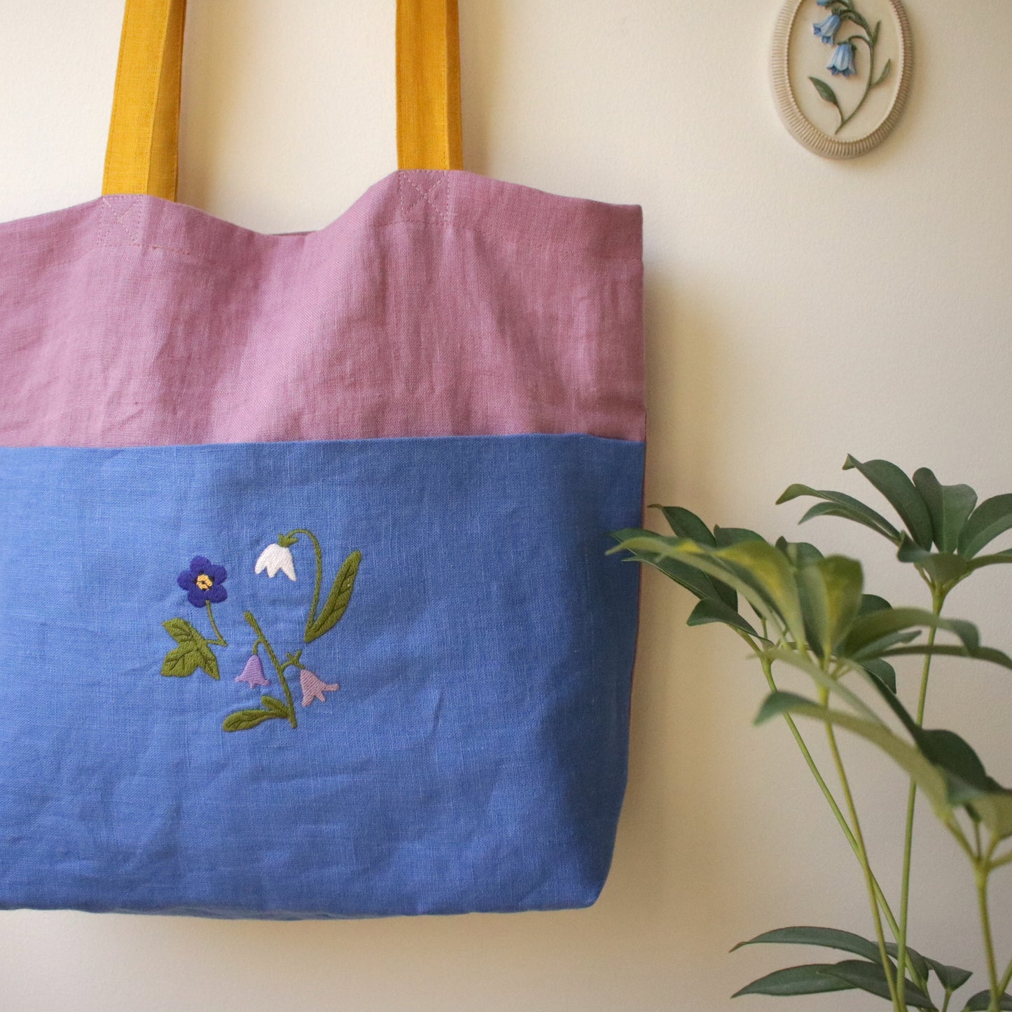 Handmade Linen Tote Bag with an Embroidery "Morning Blooms"