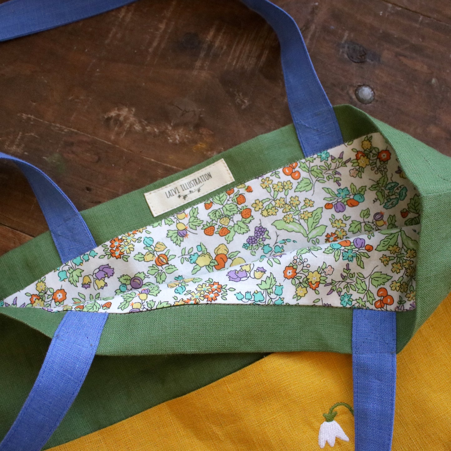 Handmade Linen Tote Bag with an Embroidery "Blooming Meadow"