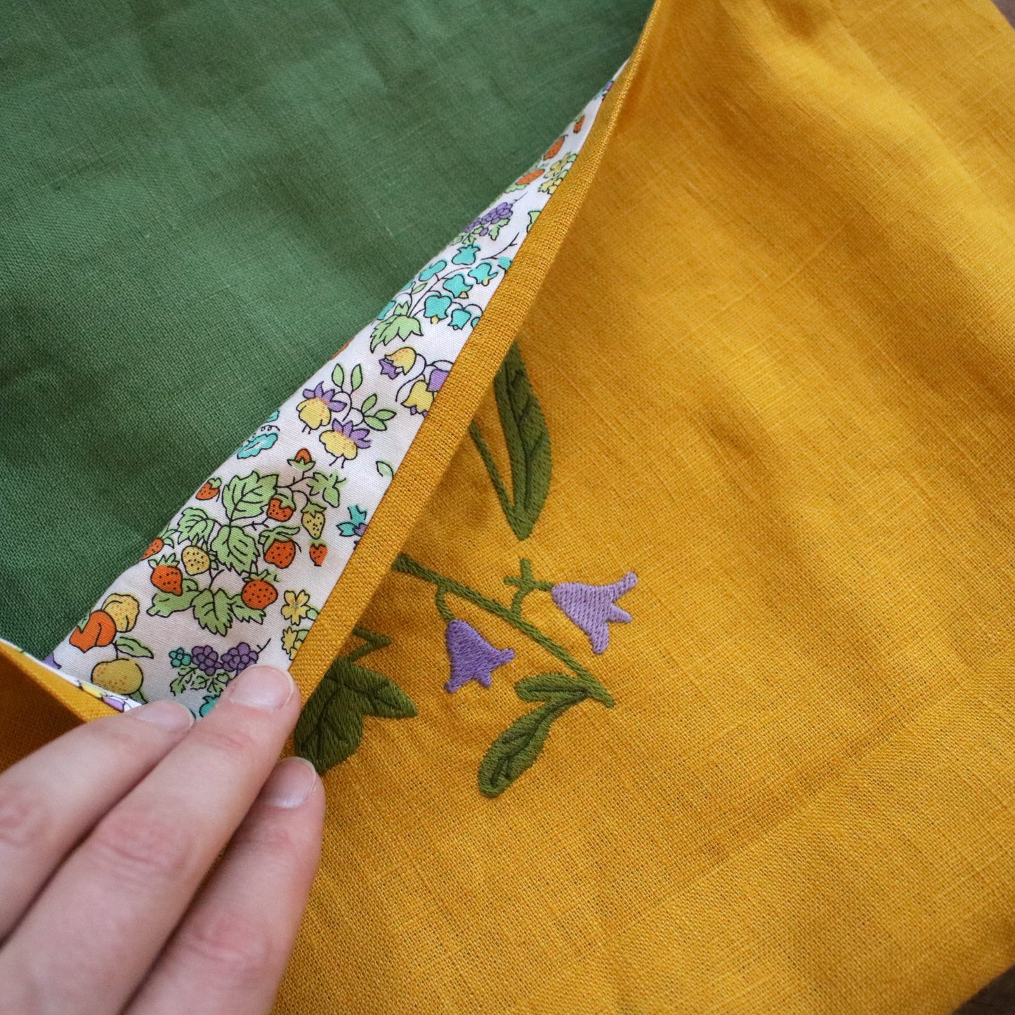 Handmade Linen Tote Bag with an Embroidery "Blooming Meadow"