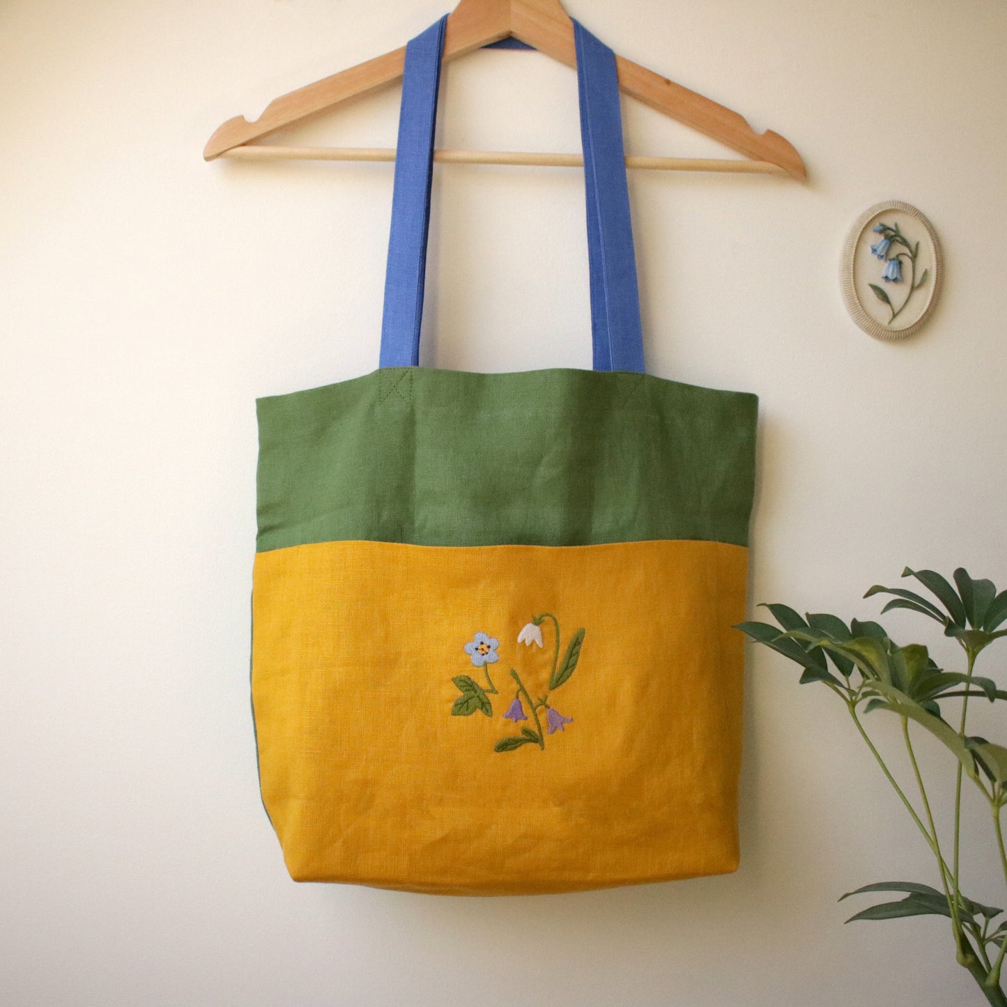 Handmade Linen Tote Bag with an Embroidery "Blooming Meadow"