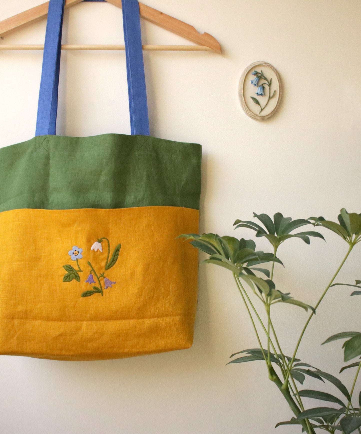 Handmade Linen Tote Bag with an Embroidery "Blooming Meadow"
