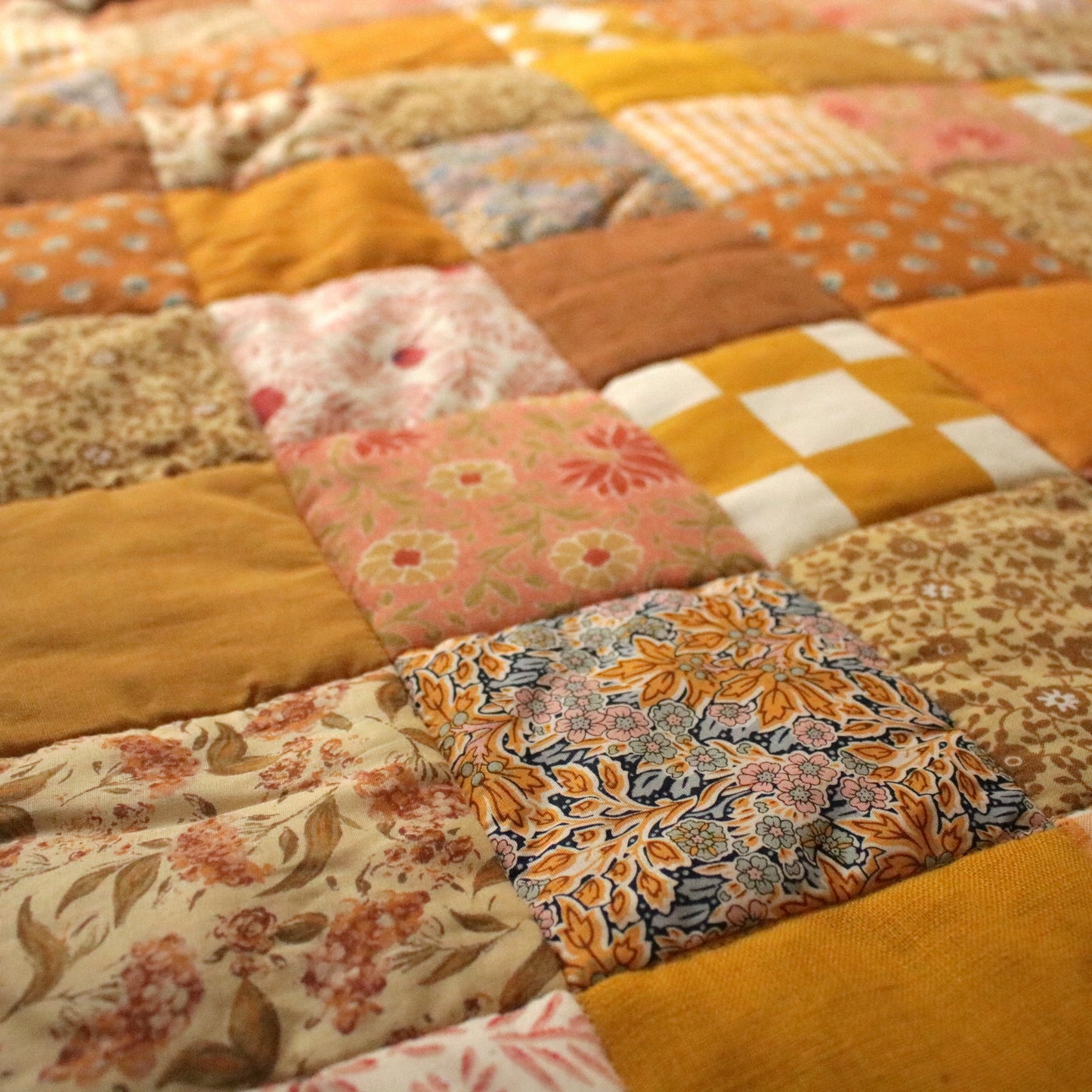 Heirloom Patchwork Blanket with an Embroidery "Marigold"