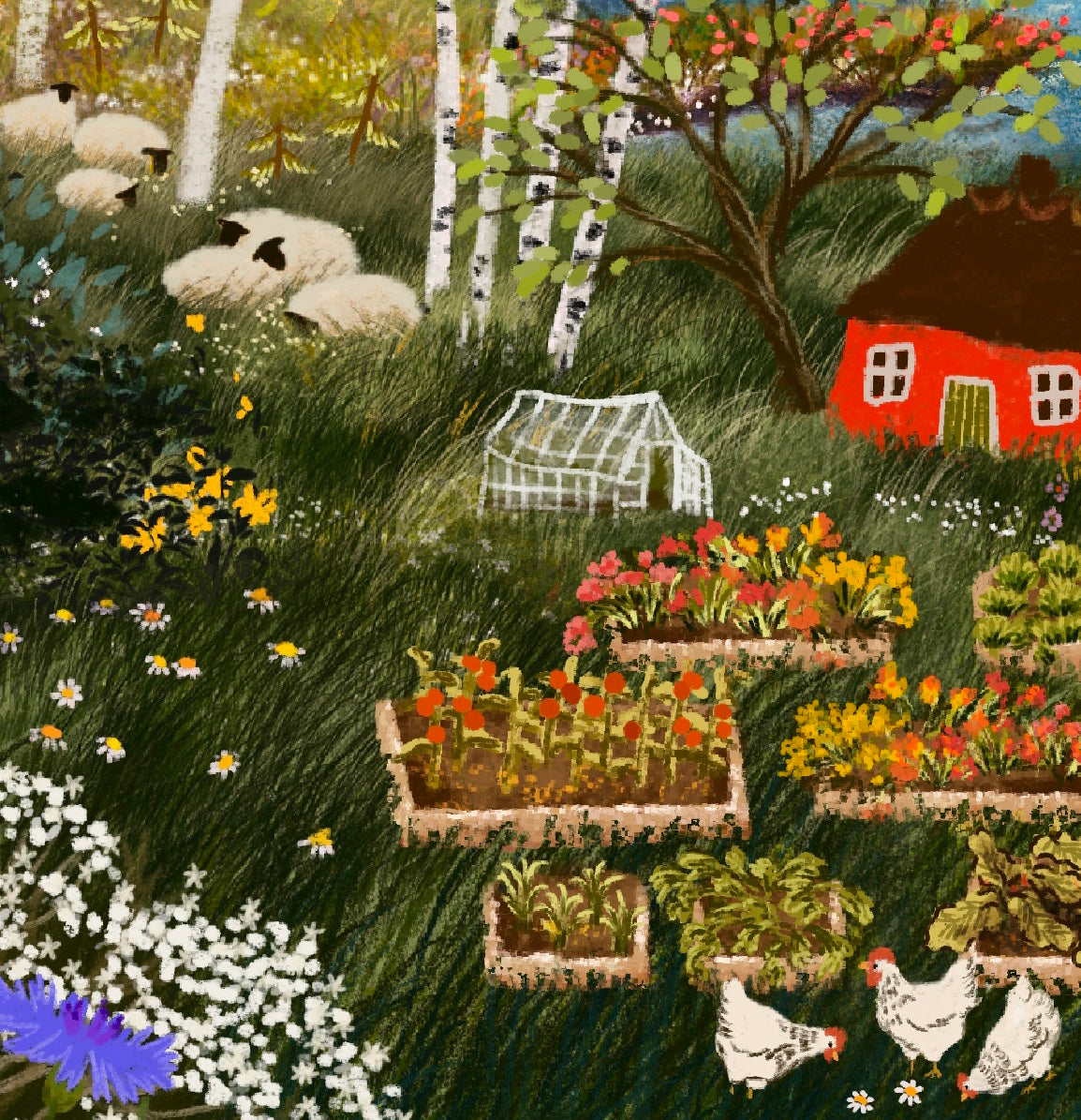 Giclee Fine Art Print "Cottage Garden" Square