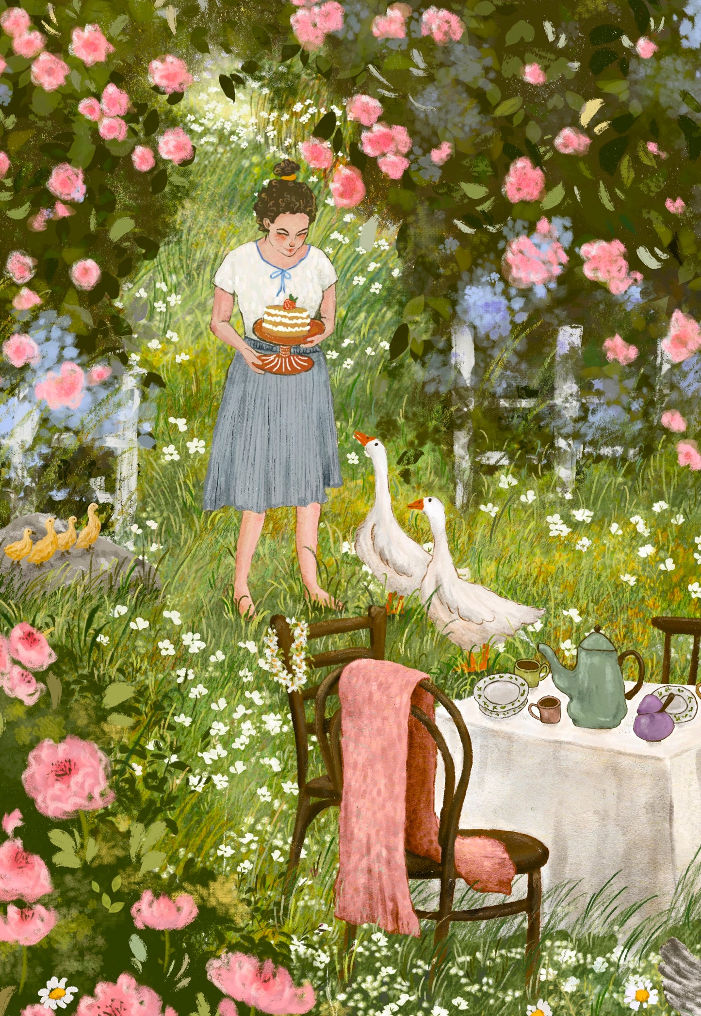 Giclee Fine Art Print "Rose Garden Picnic"