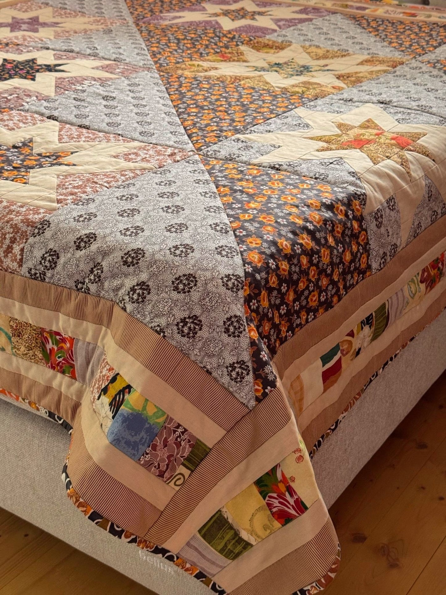 Heirloom Patchwork Blanket "Autumn Roses"