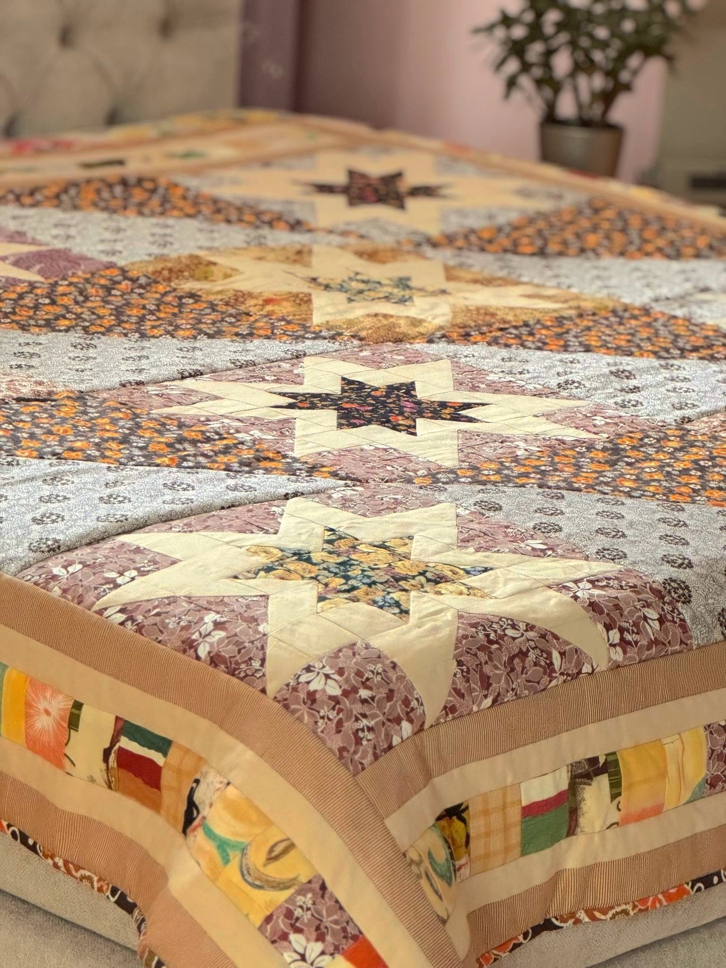 Heirloom Patchwork Blanket "Autumn Roses"