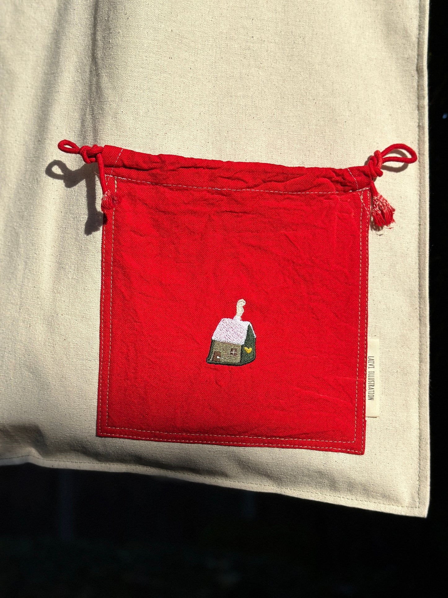 Essential Cotton Tote Bag with a Pocket Green House