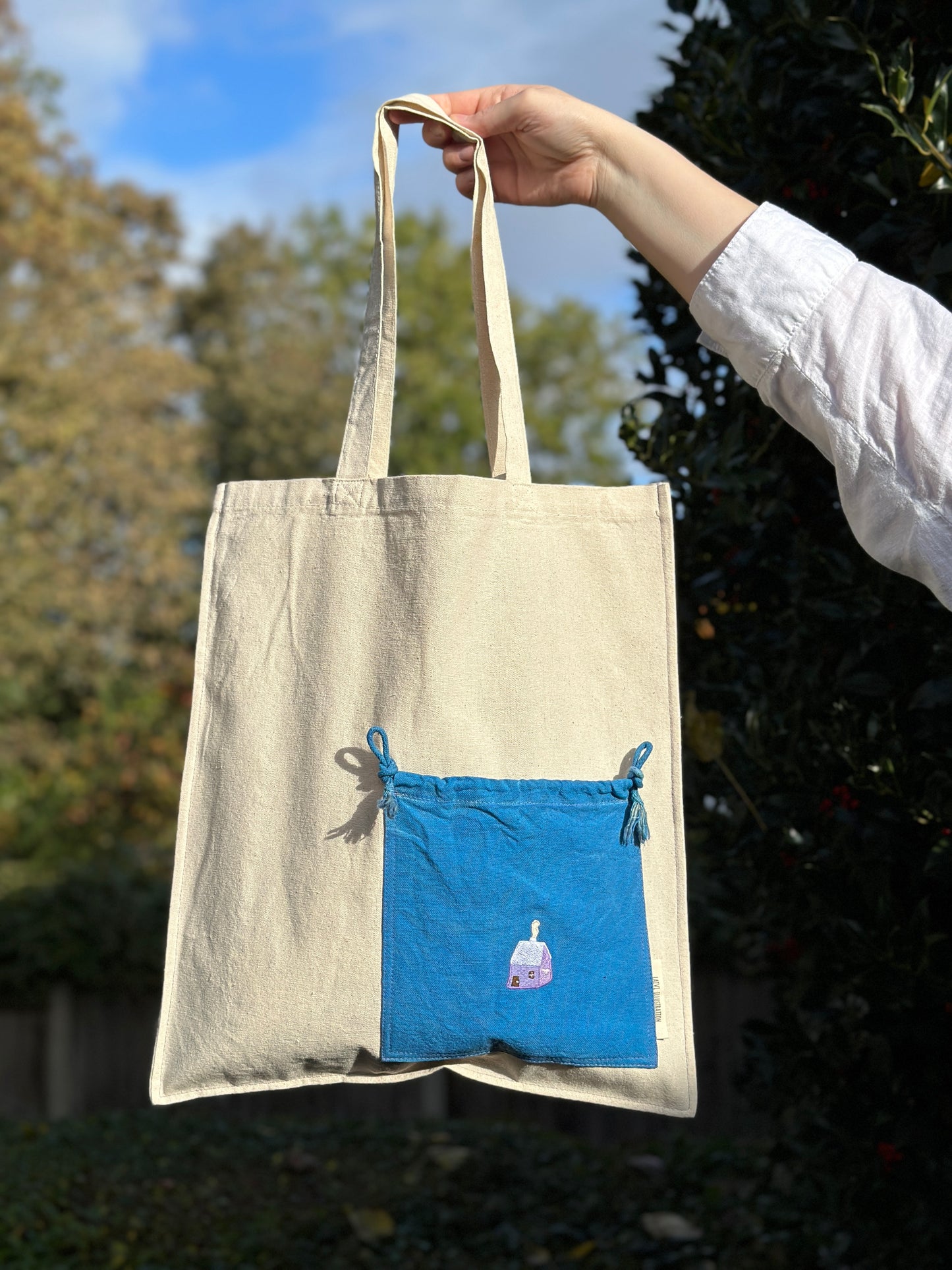 Essential Cotton Tote Bag with a Pocket Purple House