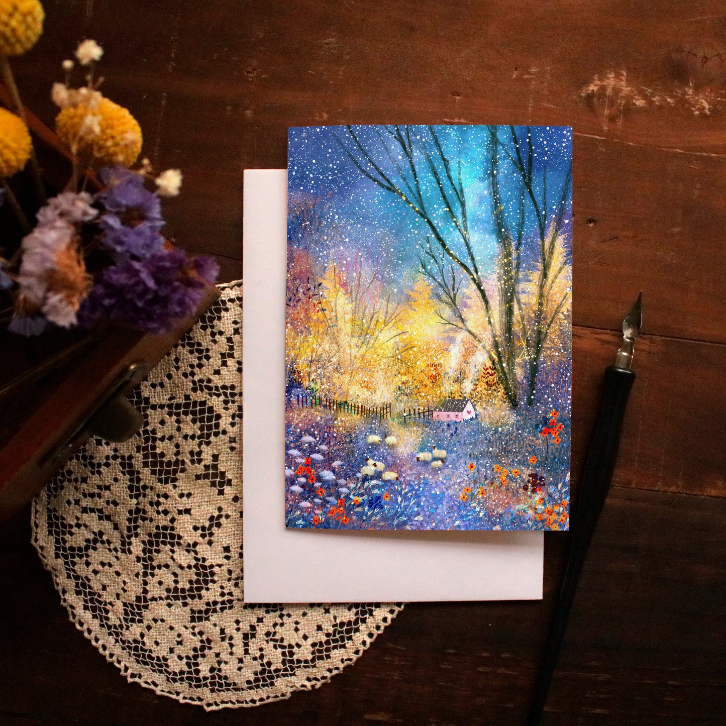 Greeting Card set of 4 "Snowy Winter Nights"