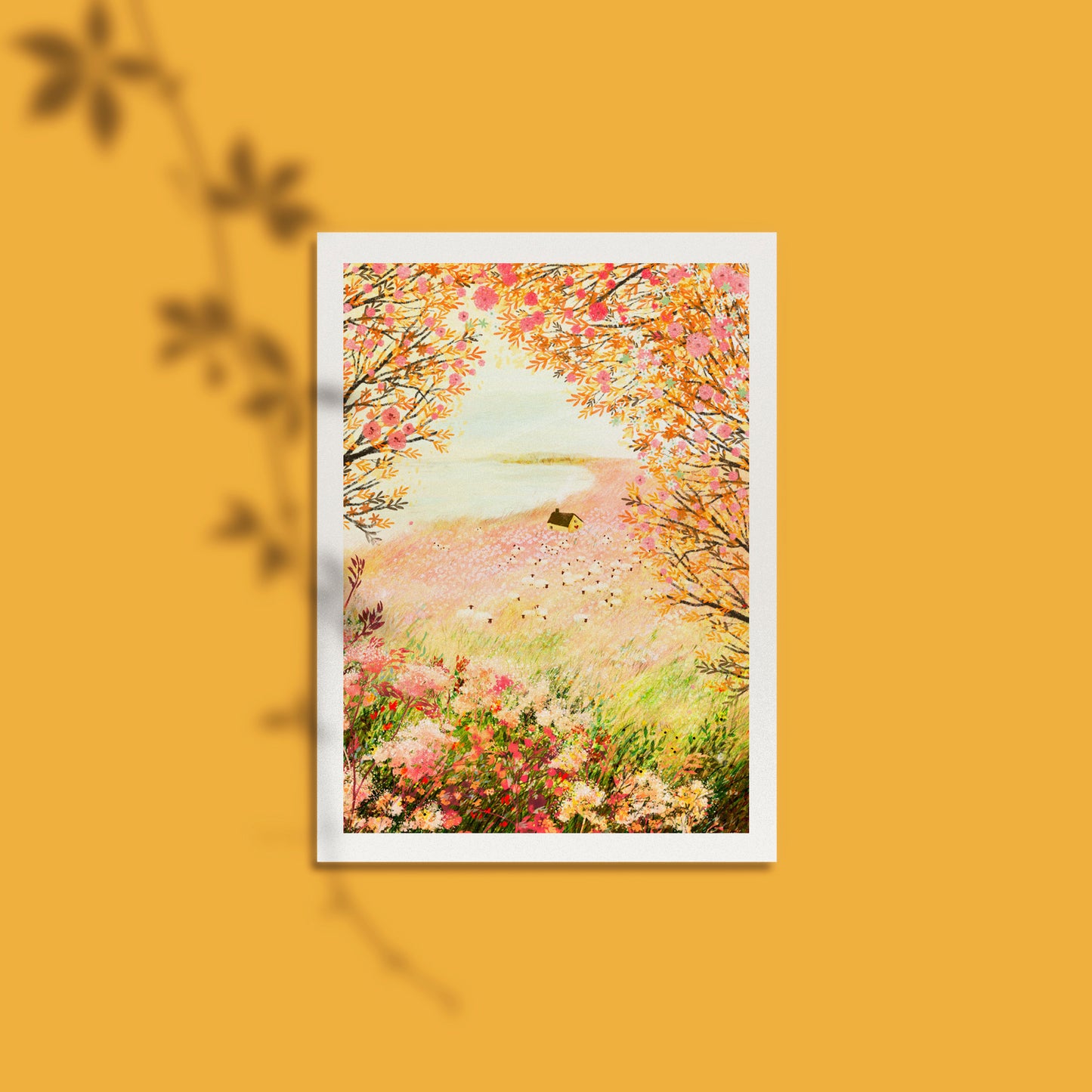 Giclee Fine Art Print "Cottage and Pink Fields"