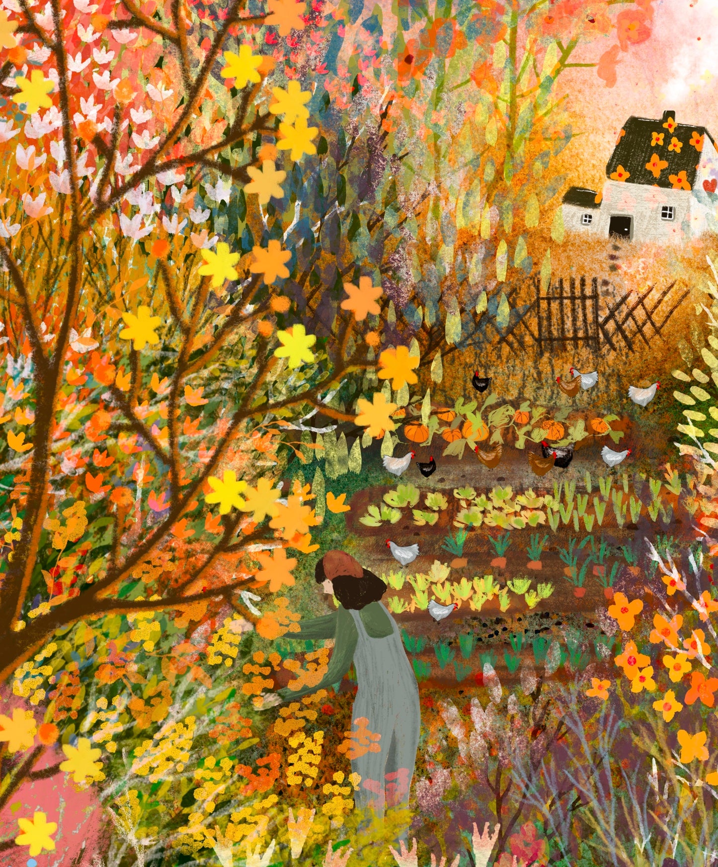 Giclee Fine Art Print "Me and my Chickens"