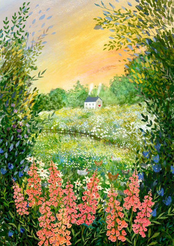 Giclee Fine Art Print "Foxglove and Chickens"