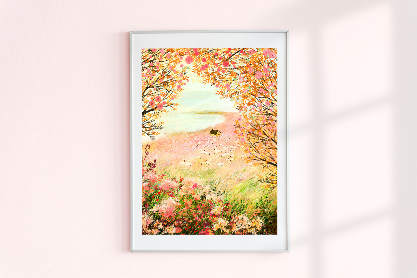 Giclee Fine Art Print "Cottage and Pink Fields"