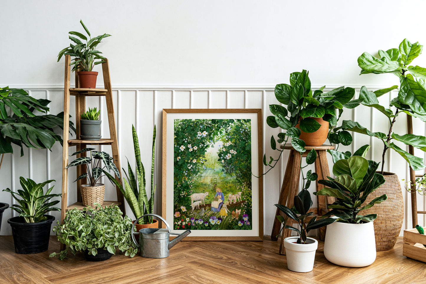 Giclee Fine Art Print "Goats and Pansies"