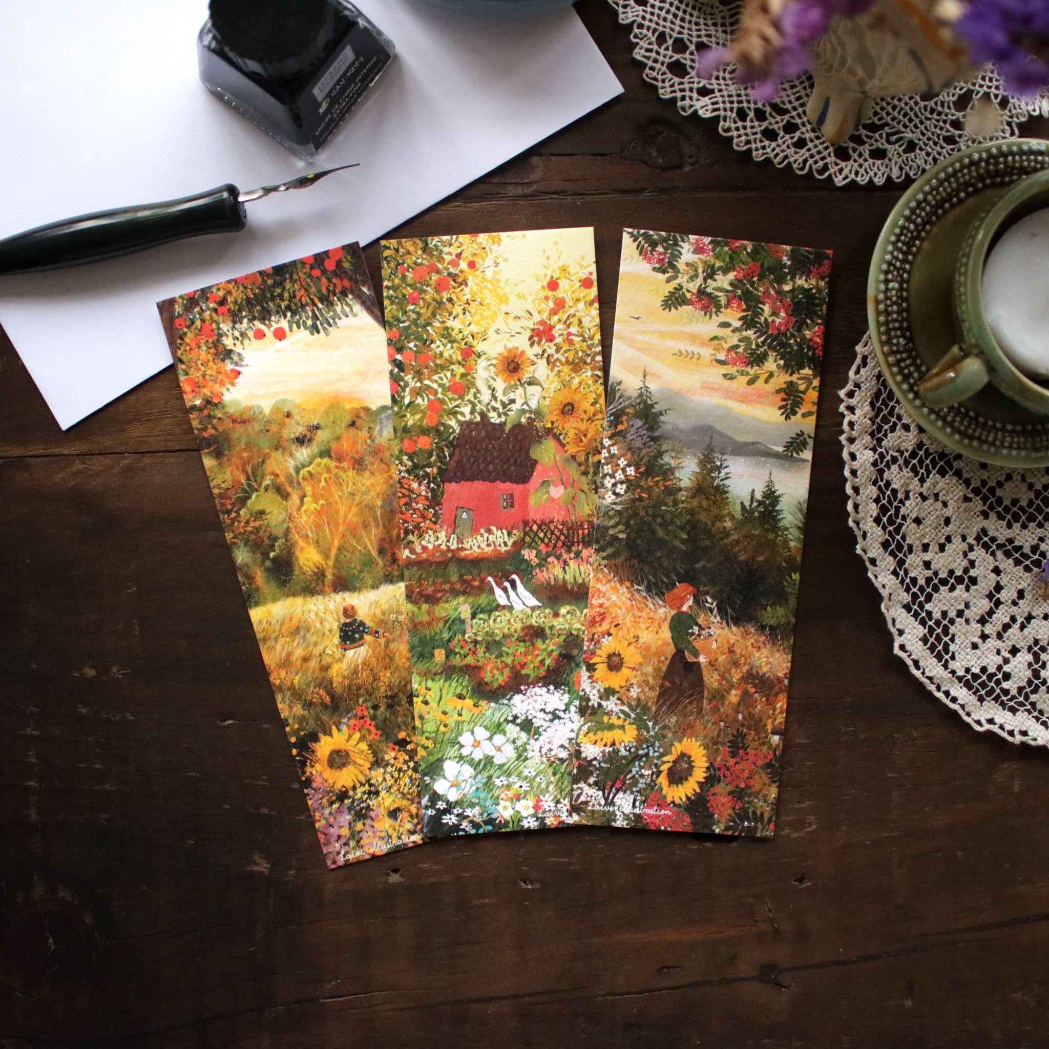 Set of 3 bookmarks "Golden Autumn"