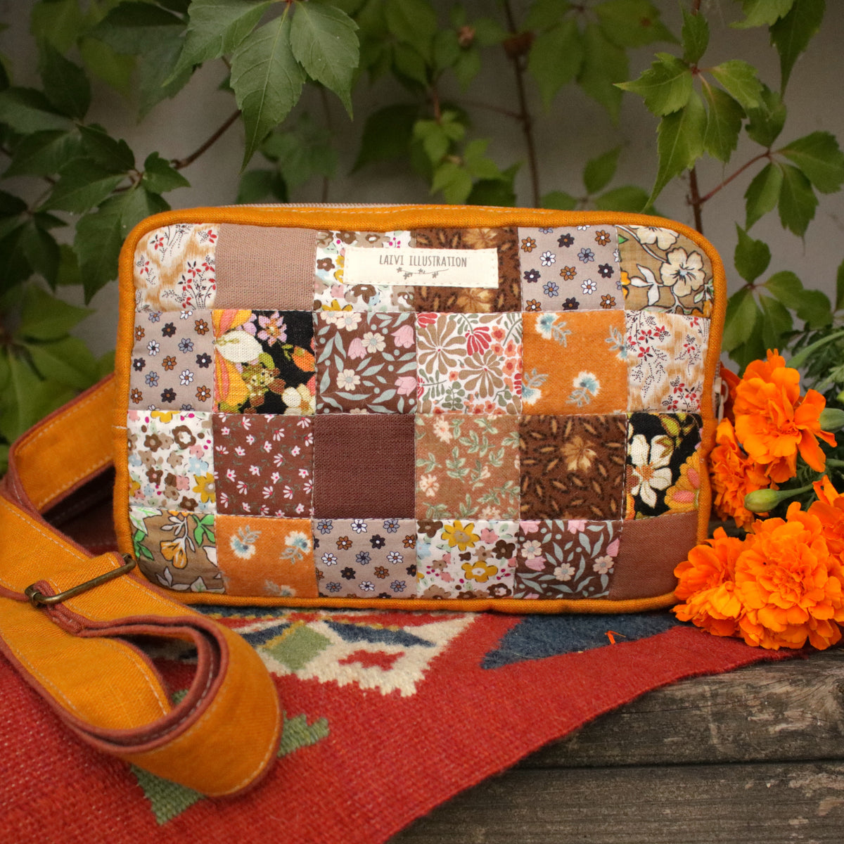 Patchwork Bum Bag "Mustard Leaves"