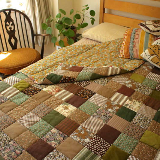 Heirloom Patchwork Blanket with an Embroidery "Oak Tree"