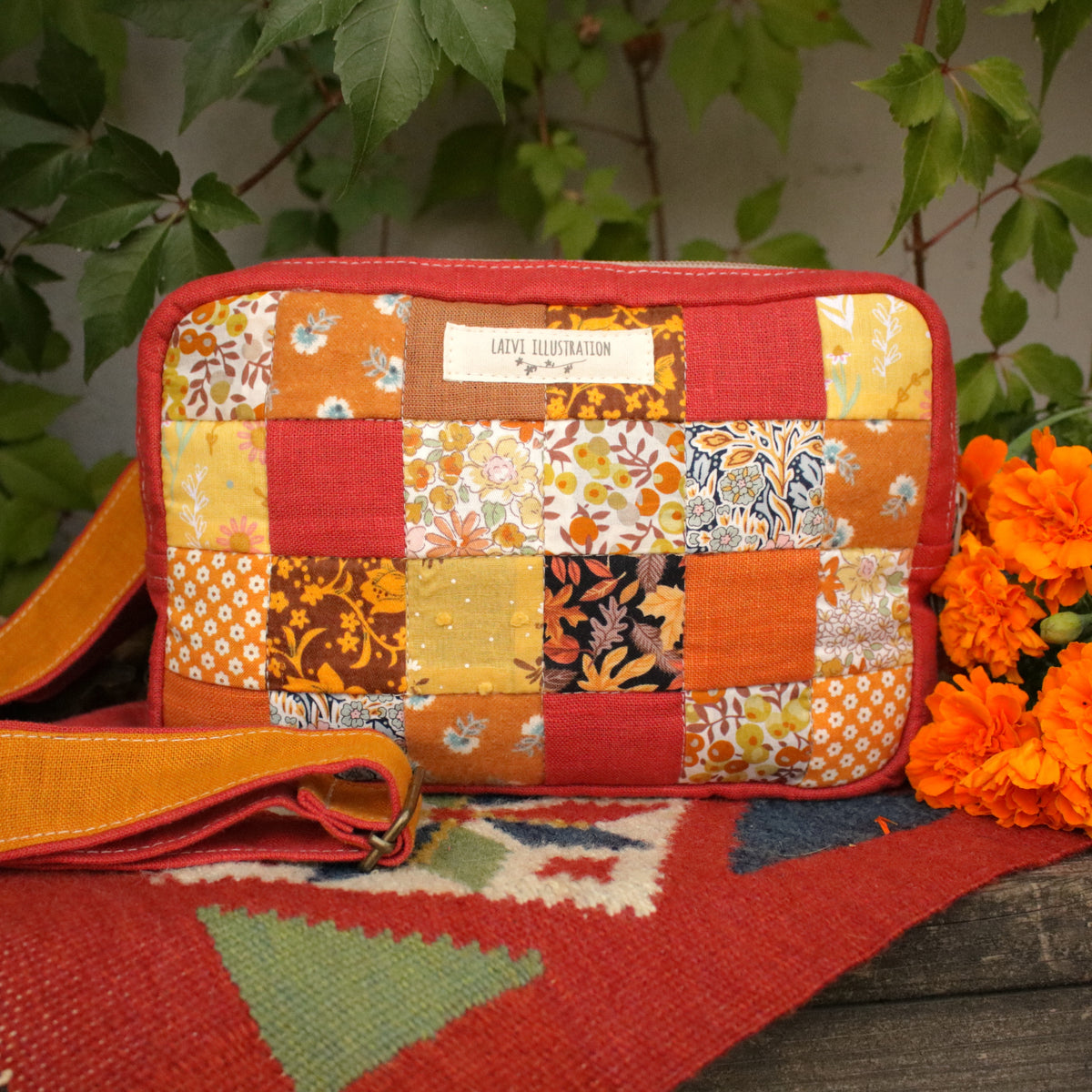 Patchwork Bum Bag "Scarlet Autumn"