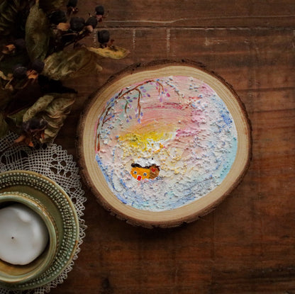 Original Woodslice Painting "Sunrise in the Arctic"