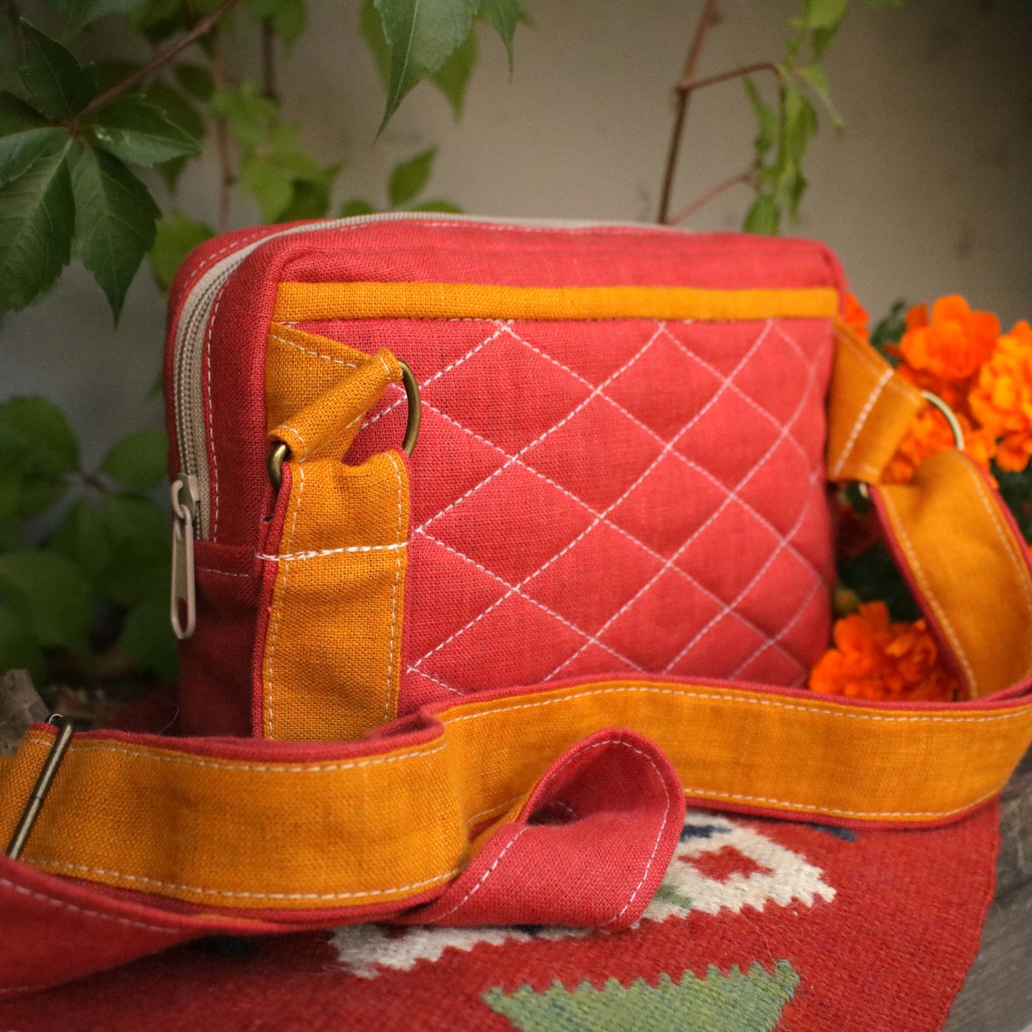 Patchwork Bum Bag "Scarlet Autumn"