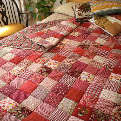 Heirloom Patchwork Blanket with an Embroidery "Dahlia"