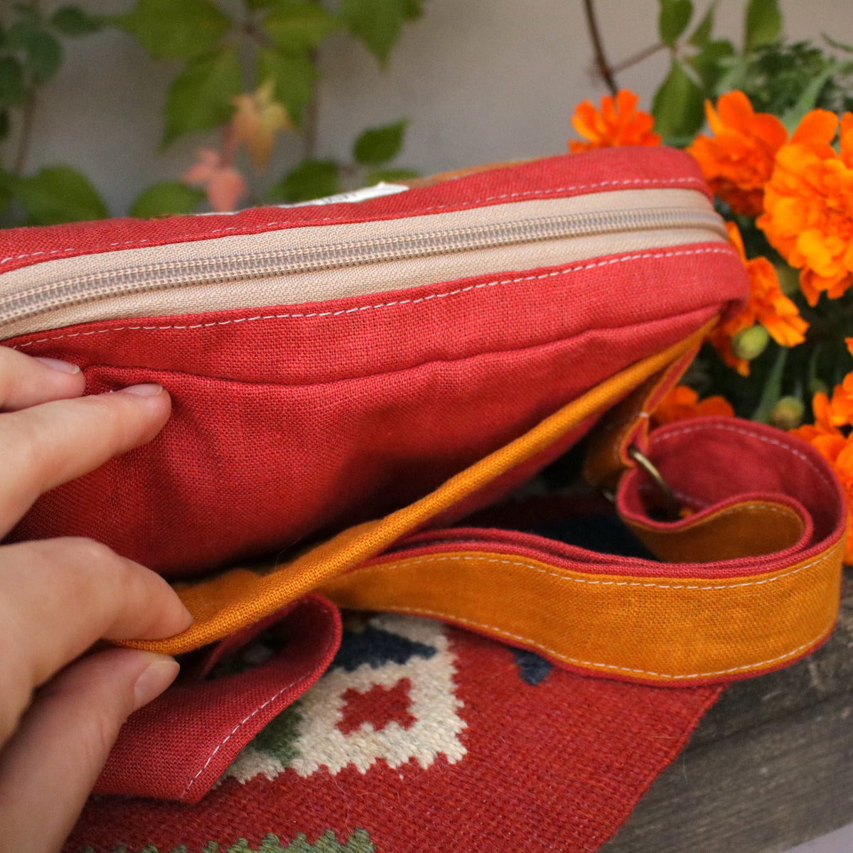 Patchwork Bum Bag "Scarlet Autumn"