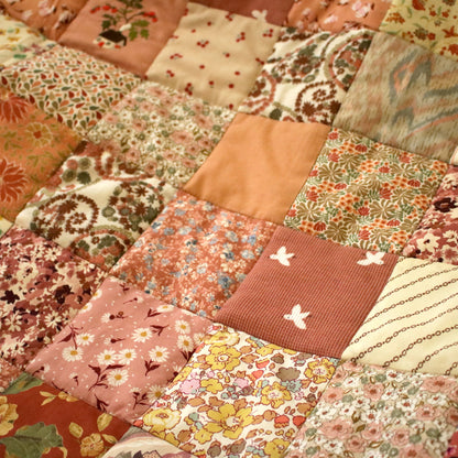 Heirloom Patchwork Blanket with an Embroidery "Anemone"