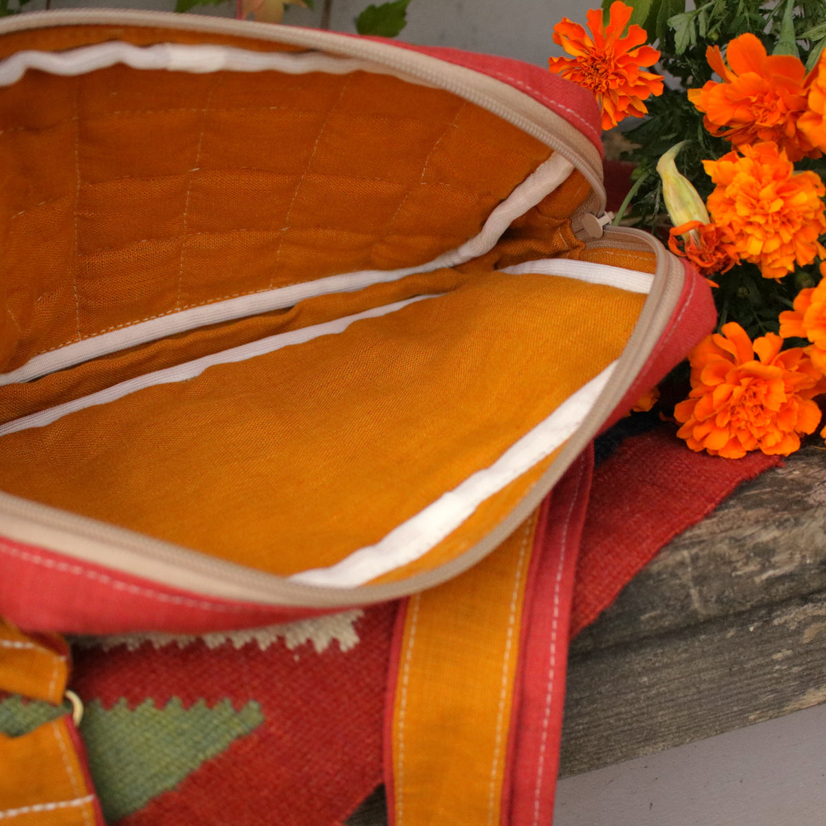 Patchwork Bum Bag "Scarlet Autumn"