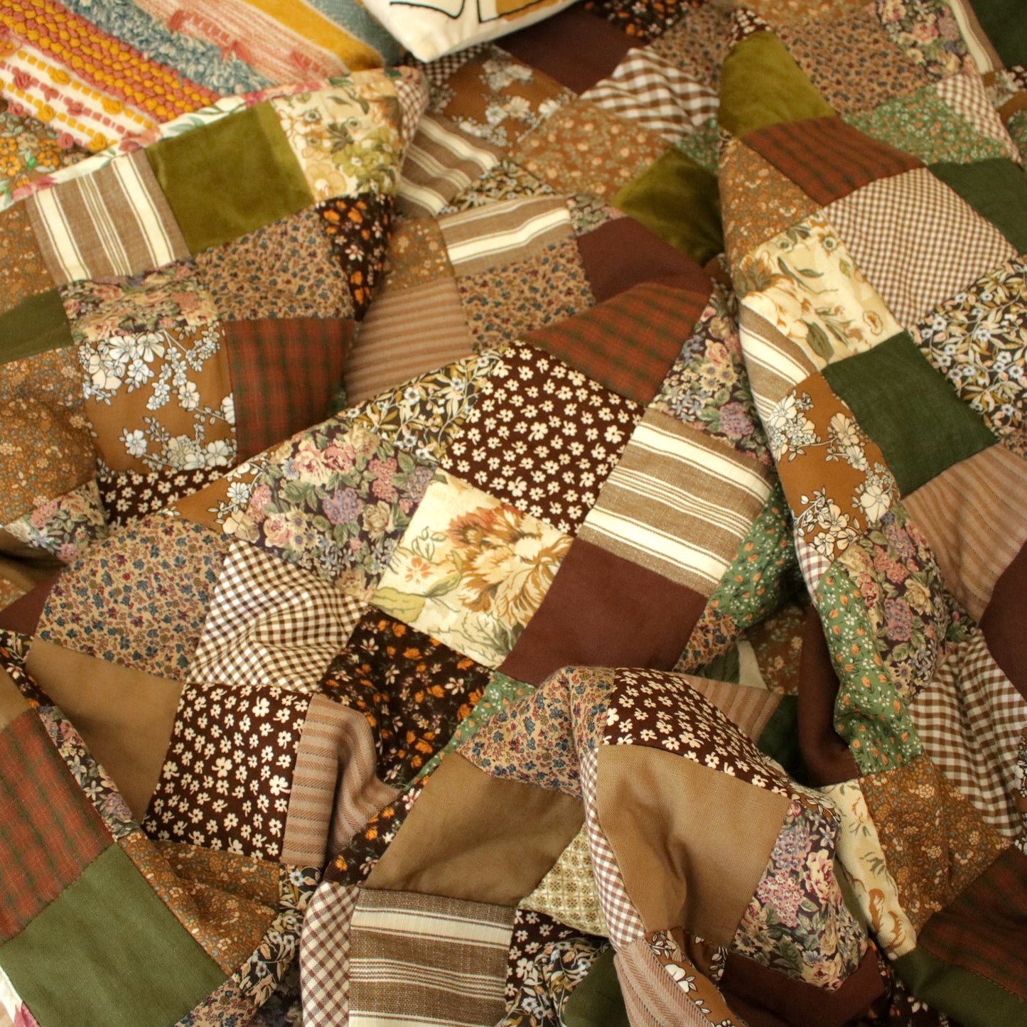 Heirloom Patchwork Blanket with an Embroidery "Oak Tree"