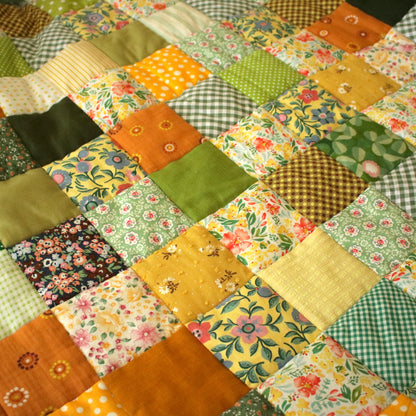 Heirloom Patchwork Blanket with an Embroidery "Pansy"