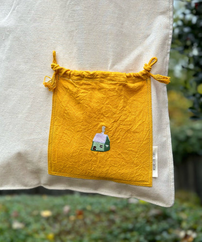 Essential Cotton Tote Bag with a Pocket Green House
