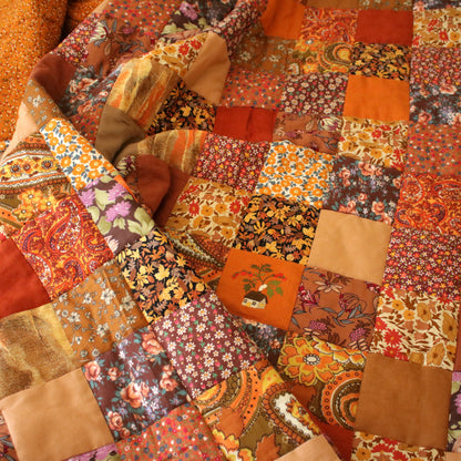 Heirloom Patchwork Blanket with an Embroidery "Marigold"