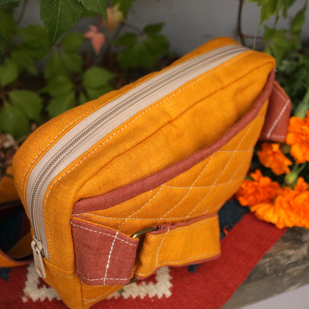 Patchwork Bum Bag "Mustard Leaves"