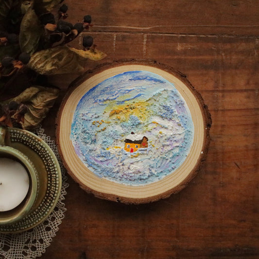 Original Woodslice Painting "Arctic Sky"