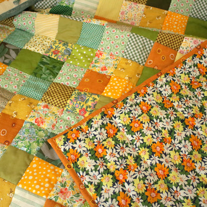 Heirloom Patchwork Blanket with an Embroidery "Pansy"