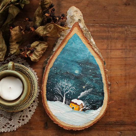 Original Woodslice Painting "Winter Night"