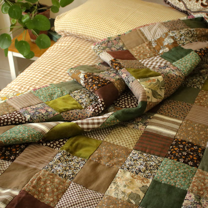Heirloom Patchwork Blanket with an Embroidery "Oak Tree"