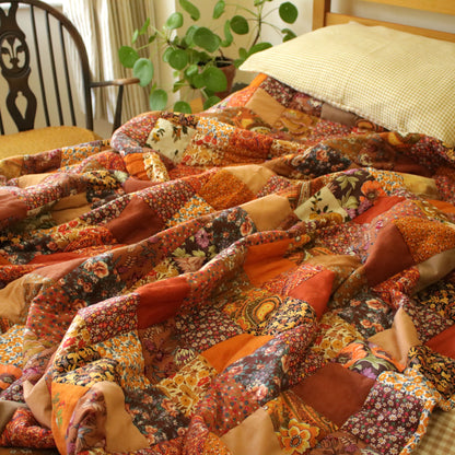 Heirloom Patchwork Blanket with an Embroidery "Marigold"