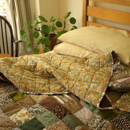 Heirloom Patchwork Blanket with an Embroidery "Oak Tree"