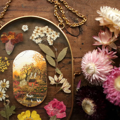 Pressed flower frame with Autumn's Embrace art print